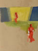 Batsmen sketch 12in x 8in oil on paper by christina pierce, cricket artist